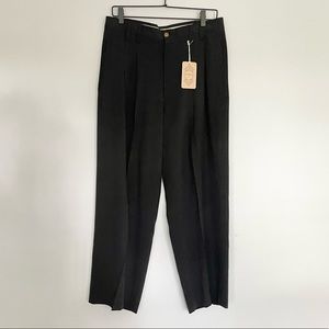 Vintage 100% SILK high rise trouser pants mens size 32 washed black mid-weight